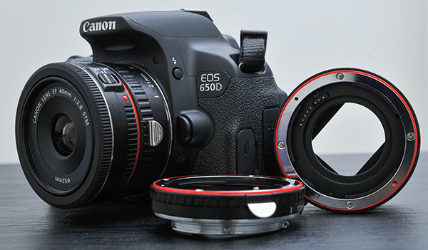 Tiga extension tube TTL+Autofocus untuk kamera DSLR Canon