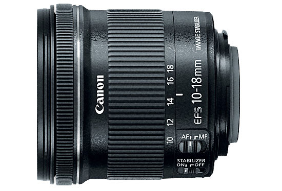 Canon EF-S 10-18mm f/4.5-5.6 IS STM Lensa lebar terjangkau dan ringkas. 240 gram, 7.2 cm, filter 67mm